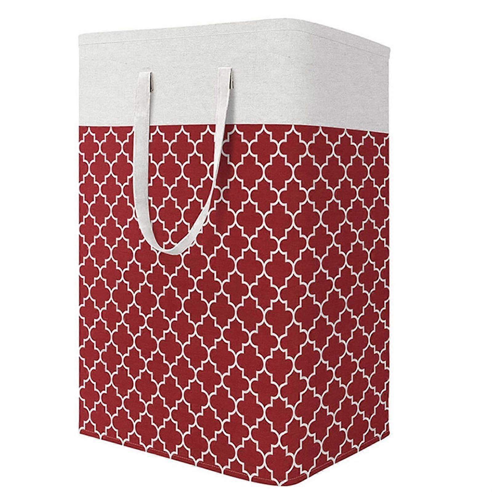 Large Capacity 90L Foldable Laundry Basket Hamper for Clothes and Toys Storage Red