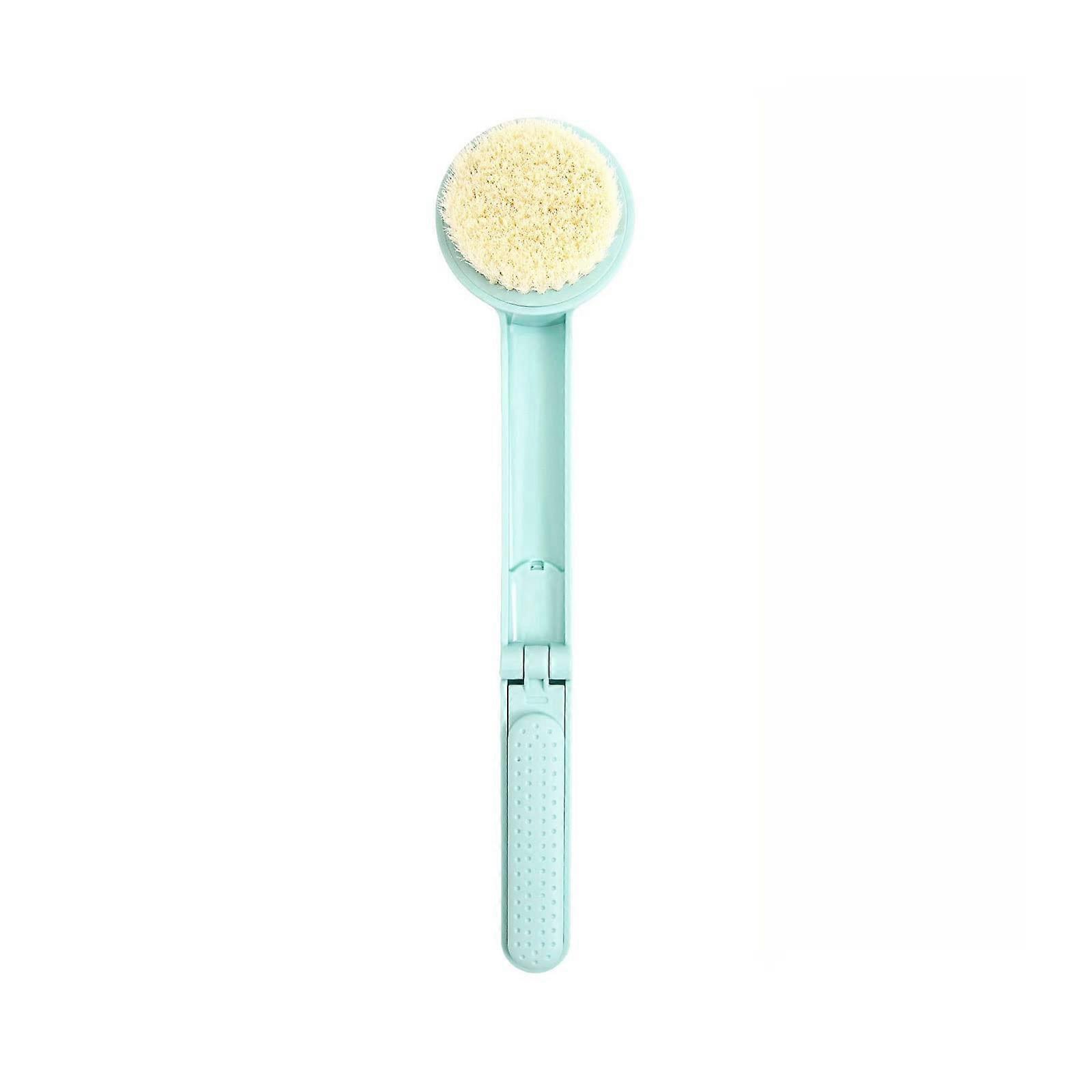 Bath Body Brush Long Handle Soft Bristles Foldable Back Scrubber for Shower Green