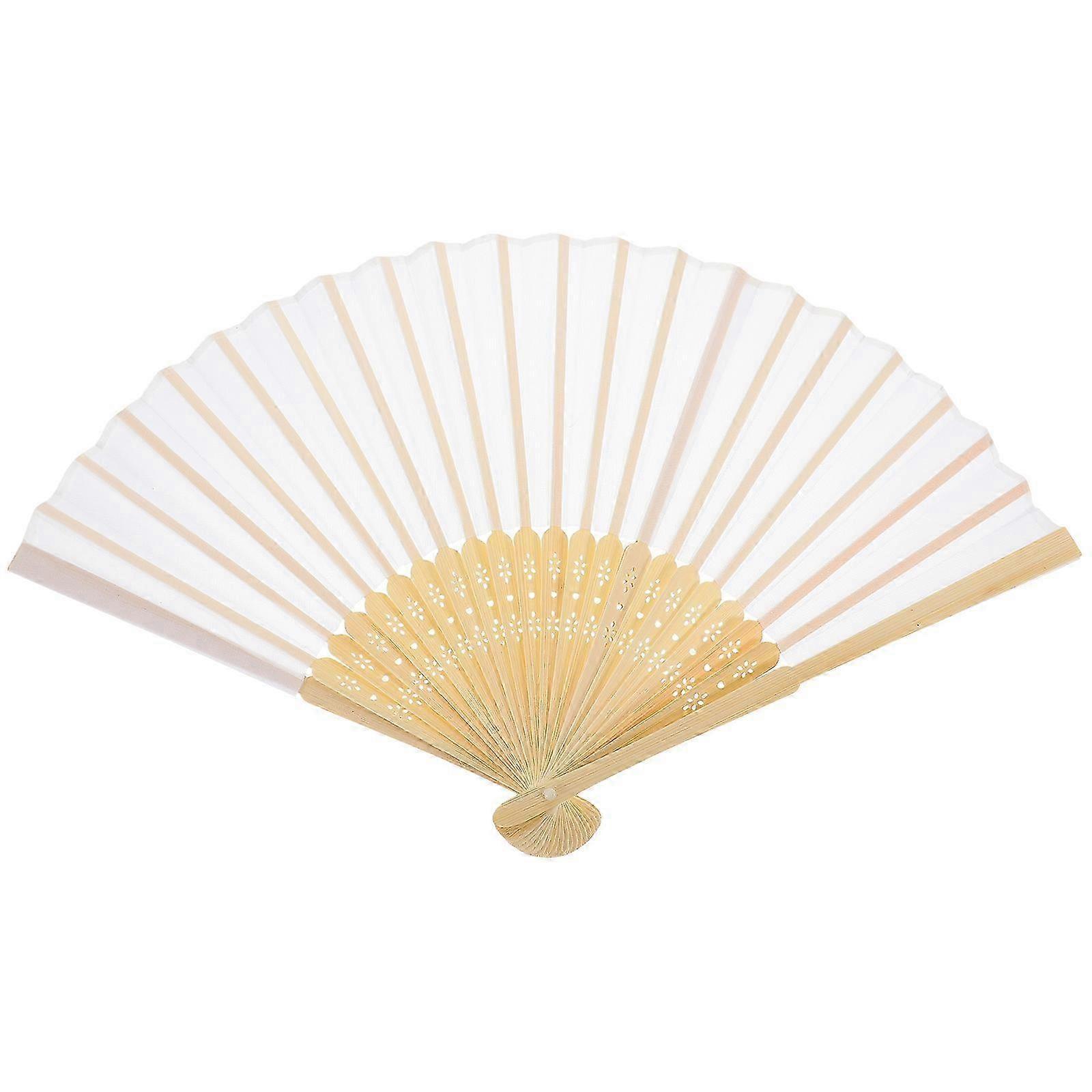 Fabric Folding Hand Held Bamboo Framed Fan Exquisite Chinese Dance Performance Accessory