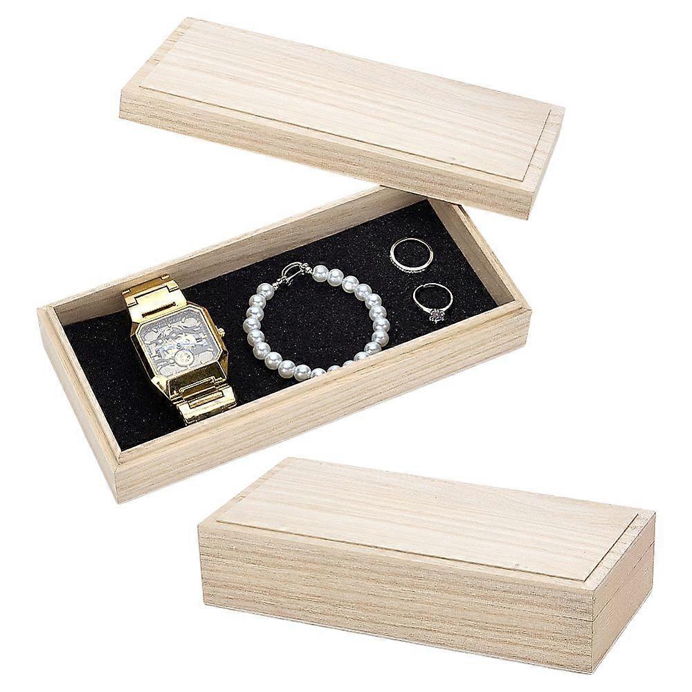 Wood Storage boxes Gift boxes with Sponge White Rectangle 21.5x9.8x4.5cm