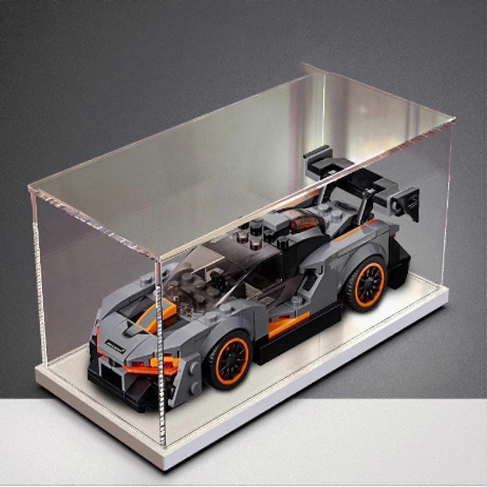 Acrylic Display Case for  75985 Racing Model with Clear Dustproof Protection and White Base