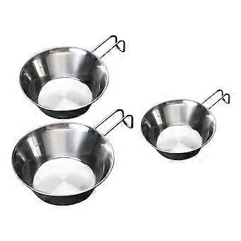 Stainless Steel Folding Handle Water Cup Bowl Set 3Pcs for Home