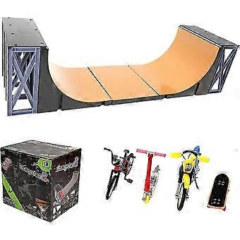 Finger Skate Park Ultimate Half Pipe Ramp Set, Finger Skateboards Ramp Kit met Mini Finger Bike, Fingerboards, Scooters, Motorfiets voor Finger Skatep
