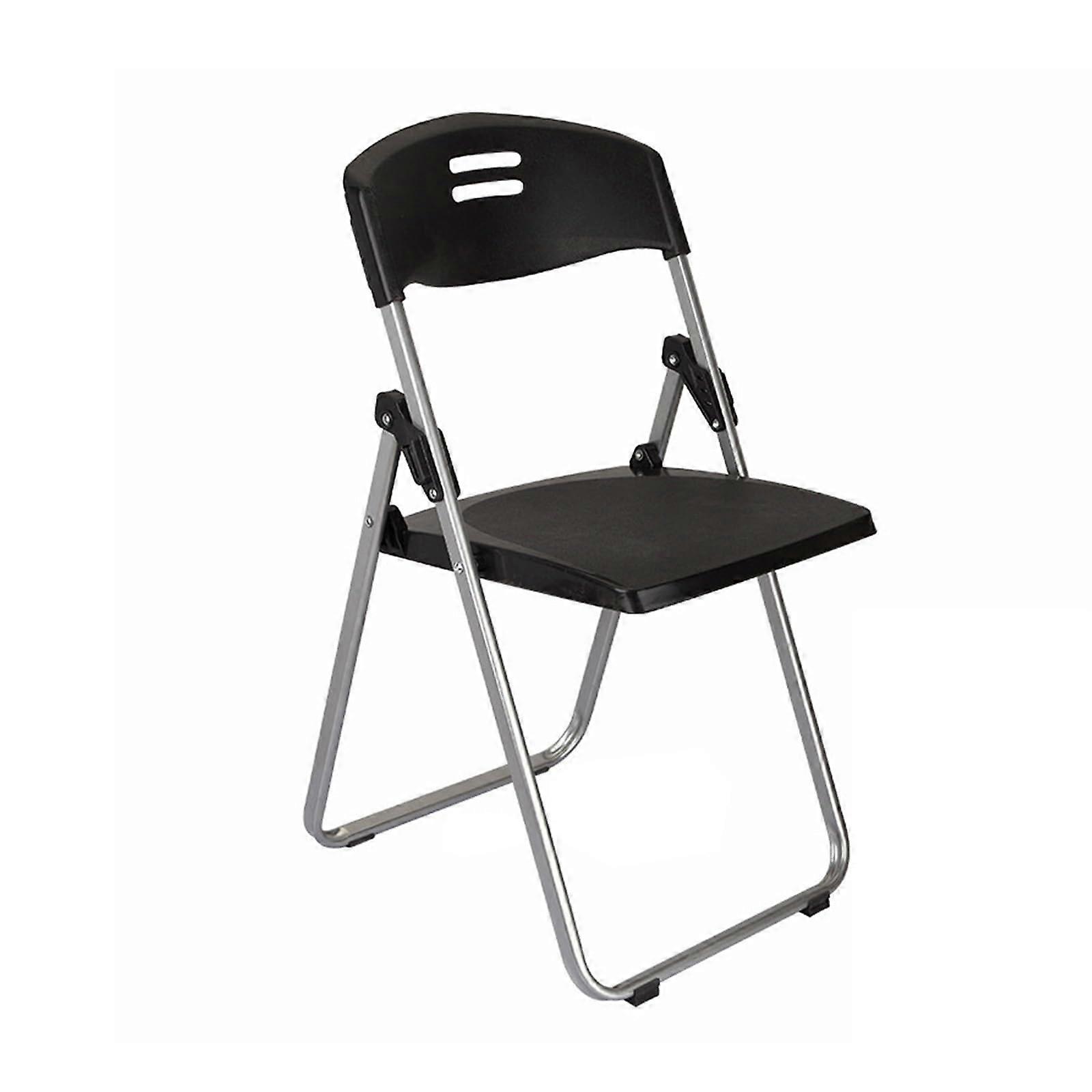 Black Plastic Folding Chair with Backrest, Ergonomic Support, Stackable for Office and Home Use