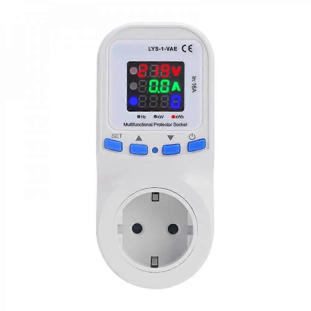 220V Overvoltage And Undervoltage Protector Electronic Multifunctional Protector Socket 16a Large Screen Display Metering Socket