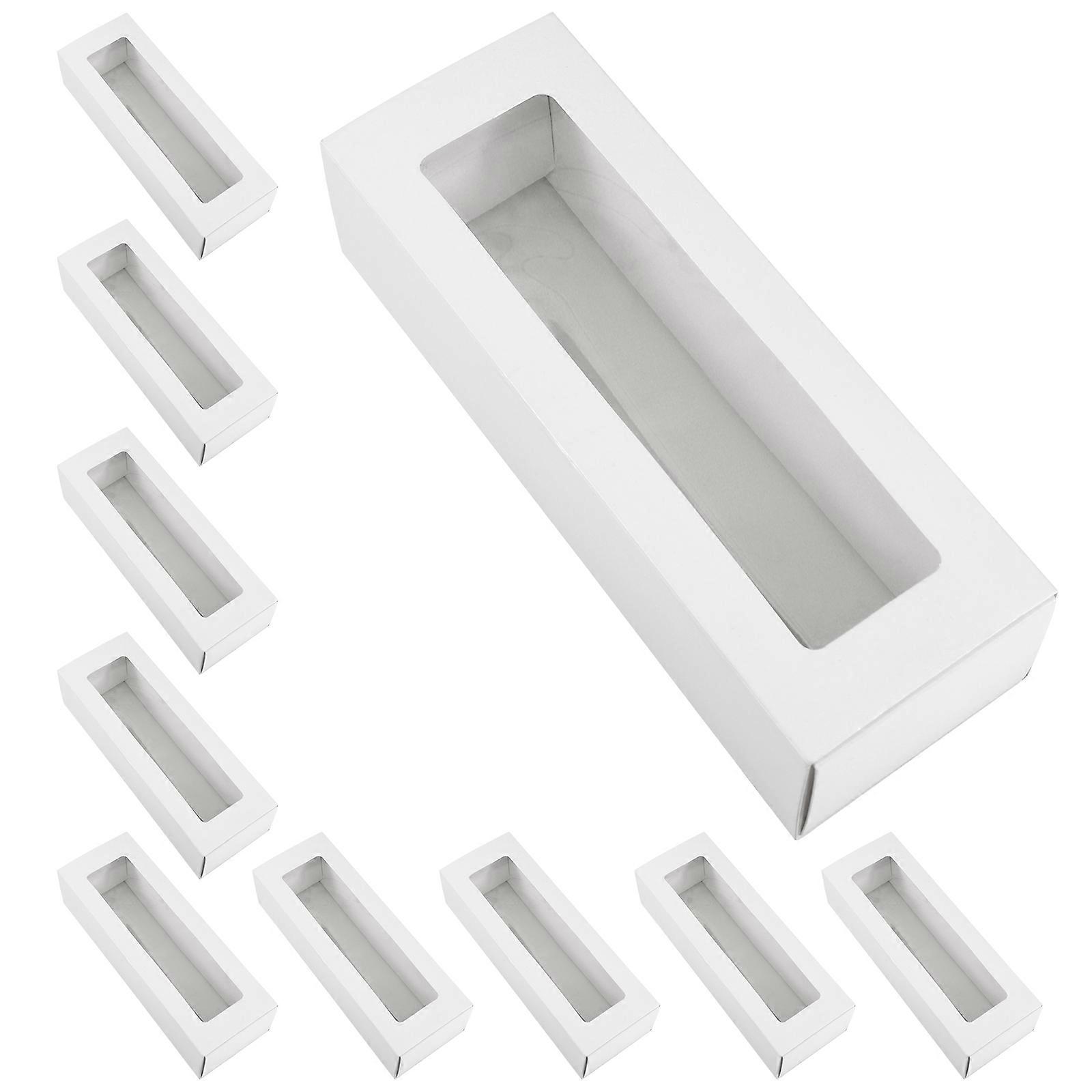 PVC Macaron Boxes with Window for Storage Use 10Pcs White Containers