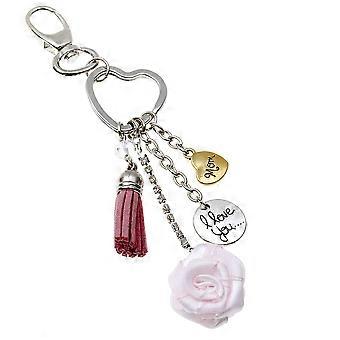 Heart-Shaped Rose Pendant Keychains for Holding Keys 2Pcs Multi-Purpose Alloy Key Rings