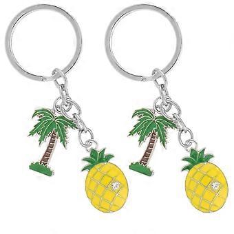 2pcs Pineapple Keychain Sac à dos Keychain Porte-clés Charme Hawaiian Party Favors