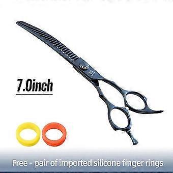 Curved Pet Thinning Shears 7.25" - Professional Grooming Scissors For Dogs And