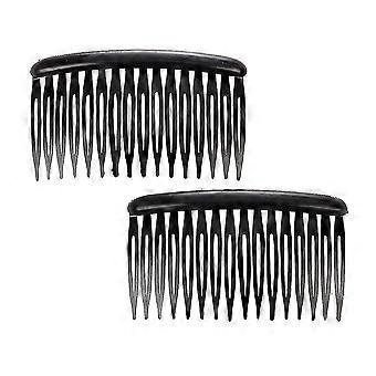 Black Plastic Hair Comb 16 Teeth 3.1 Inch Compact Travel Comb for Daily Use Party Formal Occasions Hair Styling 2 Pack