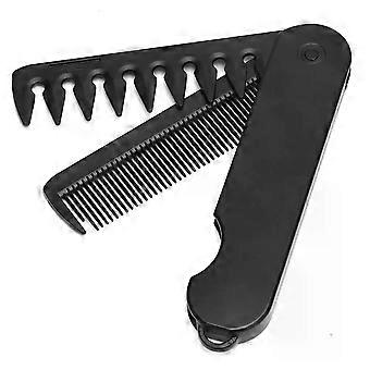 Barber Hair Styling Wide Tooth Combs Men 2-in-1 Oil Head Beard Combs Multifuncional Portable Plastic Folding Pocket Combs