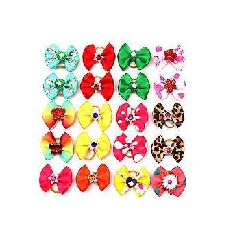 Pet Hair Holder Bowknot Dog Hair Rope for Decoration 40Pcs Set
