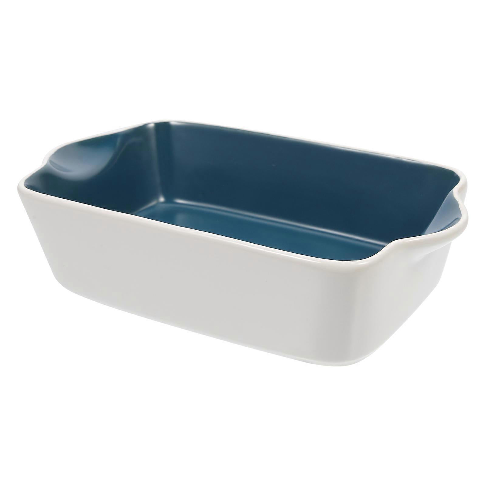 Ceramic Pan Baking Tray for Home Users Table Decor Rectangular Dishwasher Safe White 1Pcs