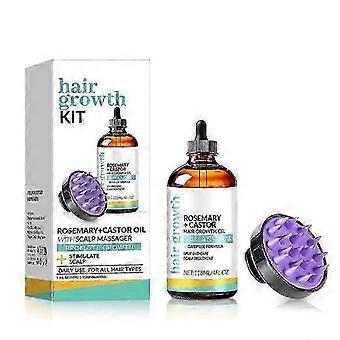 Organic Rosemary Castor Hair Growth Oil and Scalp Massager Set, Rosemary Castor Oil For Hair Growth, Hair Styling Oils for Dry, Itchy Scalp, Thickenin