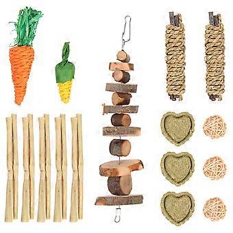 Hamster Chew Toys Wooden Teething Toys for Small Pet 2Sets