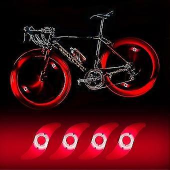 4 X Led Fahrrad Rad Licht, Wasserdichte Led Fahrrad Rad Licht mit 3 blinkenden Modi Led Fahrrad Rad Lampe für Erwachsene und Kind Fahrrad - Rot