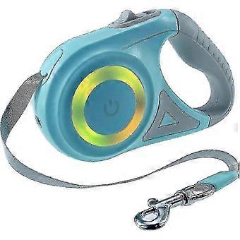 Retractable Dog Leash with LED Flashlight, 10ft Nylon Leash for Small Medium Dogs, One-Handed Brake, 360 Tangle-Free, Night Walking Safety