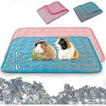 2Pcs Pet Cooling Mat, Summer Cat Dog Bed, Soft Ice Silk Washable Sofa Cushion (Blue+Pink)