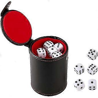 Dice Cup Set with 10 Dices Leatherette Professional Dice Cup with Lid for Playing Games, Yahtzee, Casino, Farkle 26-27