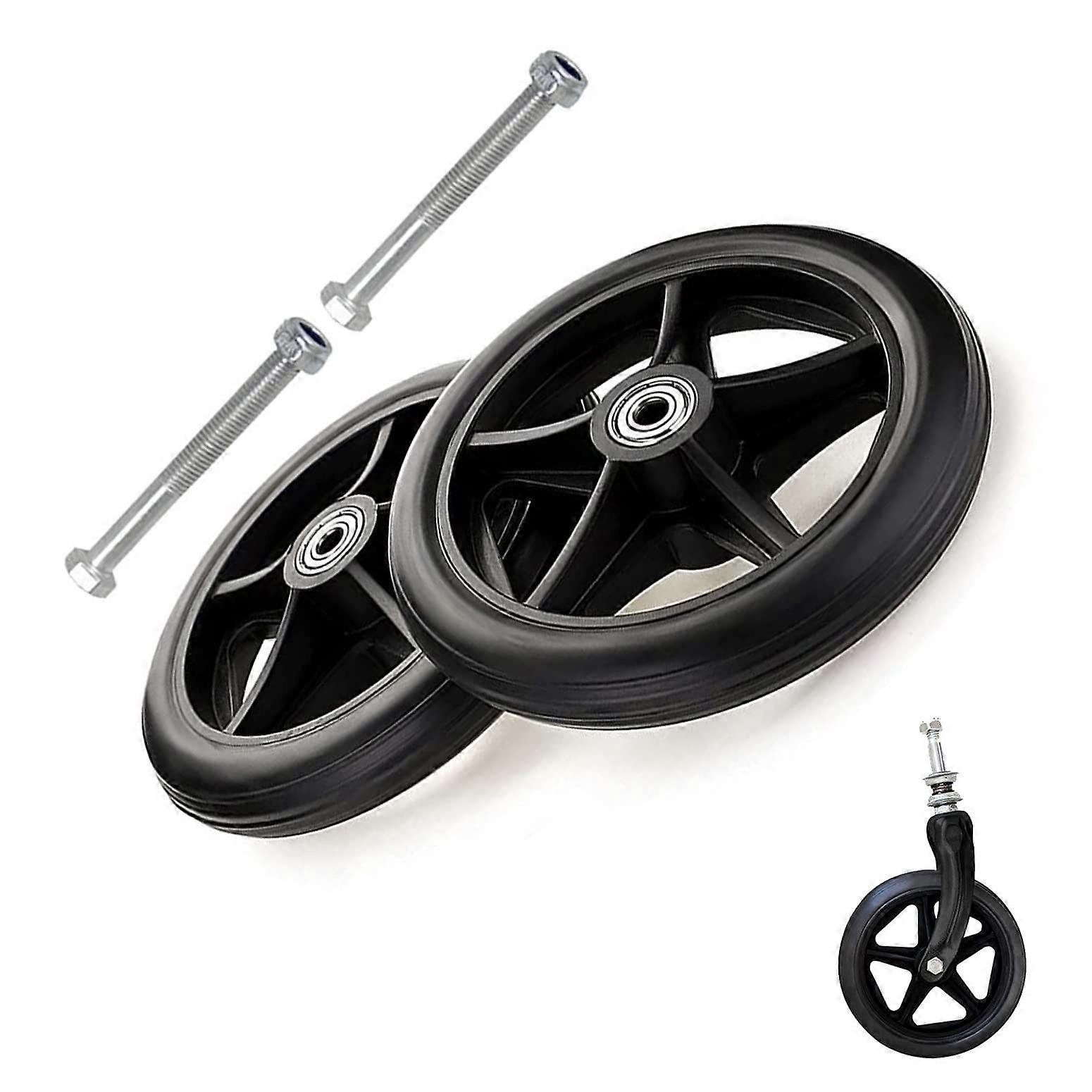 6 Inch Solid Wheelchair Front Wheels, Durable Replacement Wheels with Smooth Rolling Design, Black Pair