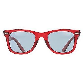 Ray-Ban RB2140F Asian Fit 661456 Full Rim Transparent Red Unisex Wayfarer Sunglasses UV2 Original