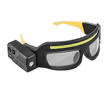 LED Safety Glasses with Dual Light Source, Smart Motion Sensor, USB‑C Rechargeable, IPX4 Waterproof Yellow