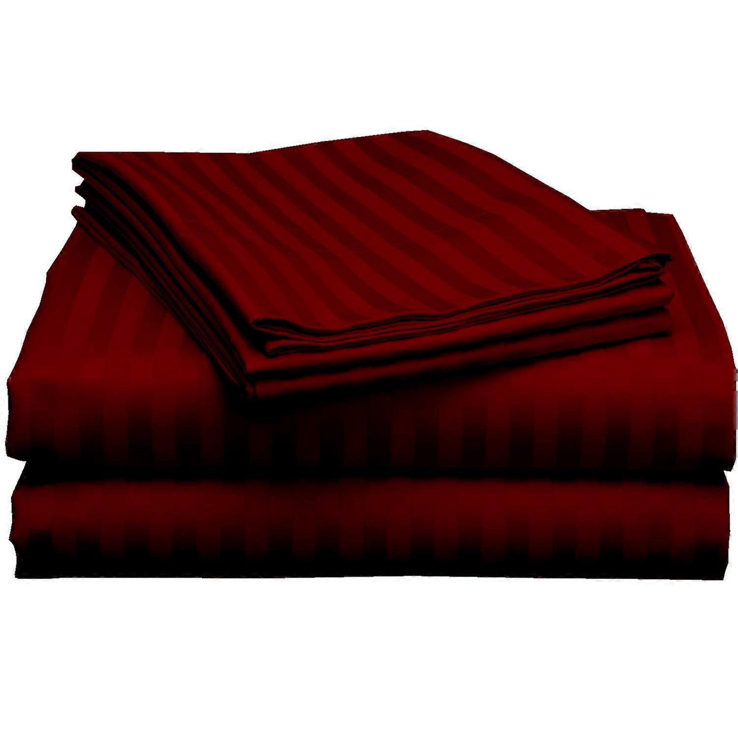 Split King Sheet Set 800 Thread Count Cotton, SplitHead Adjustable Design, 21Inch Deep Pocket, Burgundy Stripe