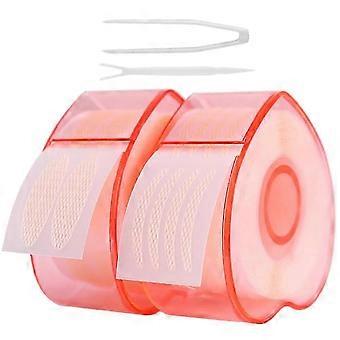 Doppellid-Klebeband, rotes Lidstraffungs-Klebeband, wasserlöslich klebend, inklusive Gabel und Pinzette, für Frauen, 2 Rollen