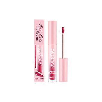 zephoco Rose Purple Matte Lip Glaze, Matte Lip Glaze Moisturizes Silky, Nourishes And Enhances Temperament Non-Stick Cup Easy To Color