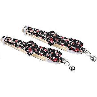 2Pcs Cat Collar with Bow Tie and Bell for Pets Adjustable Black