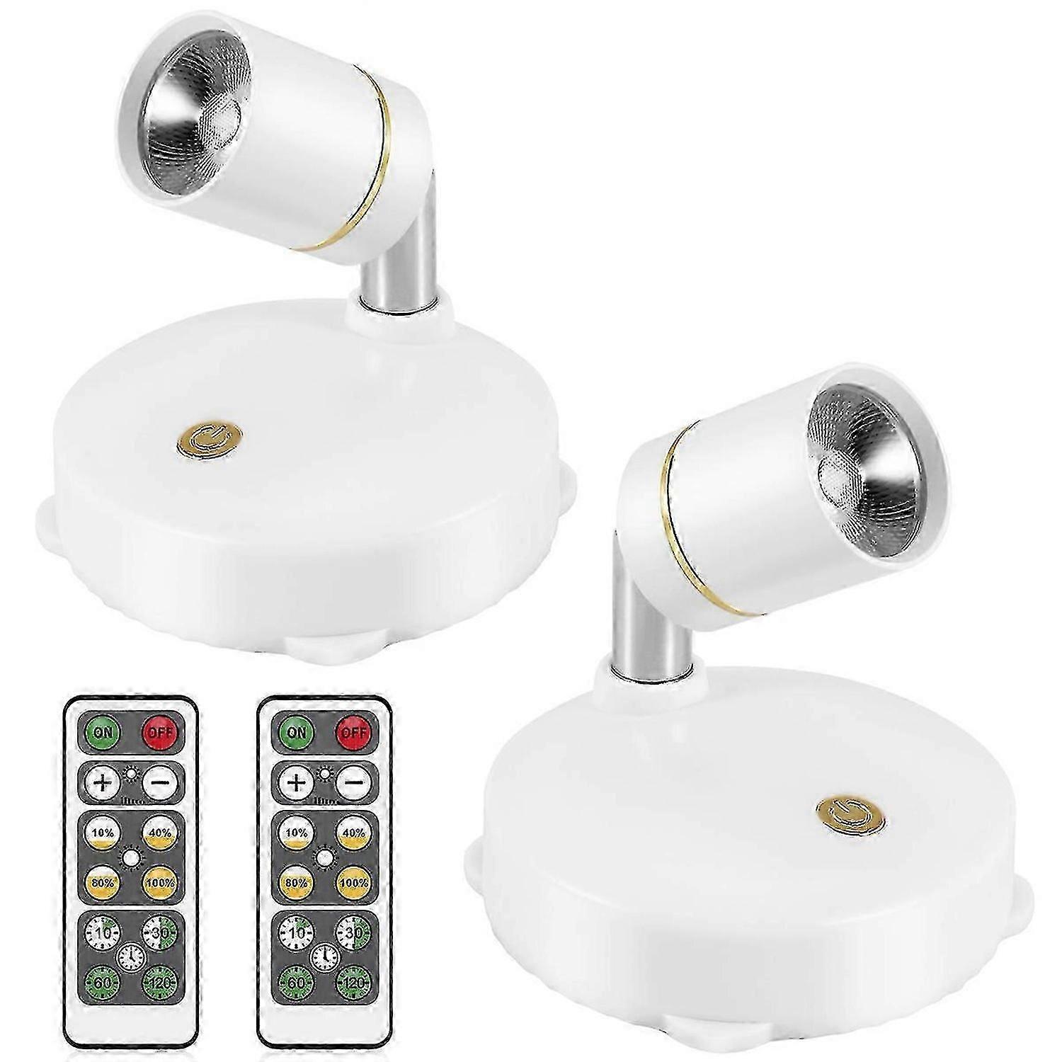 Wireless Battery Operated Rotatable Wall Spot Lights (2 Pack)