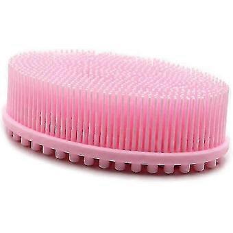 Exfoliërende siliconen body scrubber douche bad body brush gemakkelijk schoon te maken, schuimt goed, eco-vriendelijk (roze)