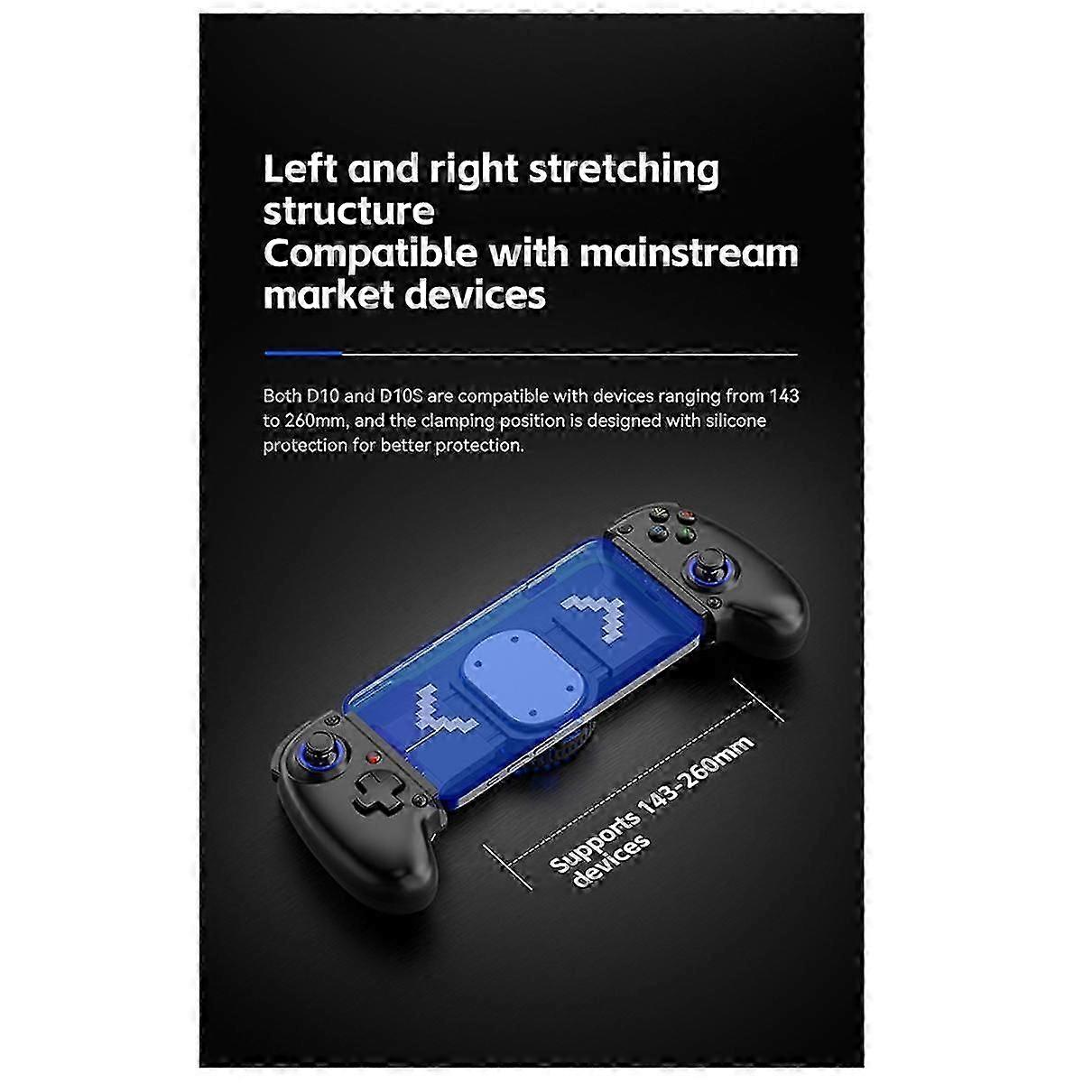 D10 Stretch Gamepad For Android Ios Tablet Switchxbox 400mah Multi-function Streaming Joystick Black