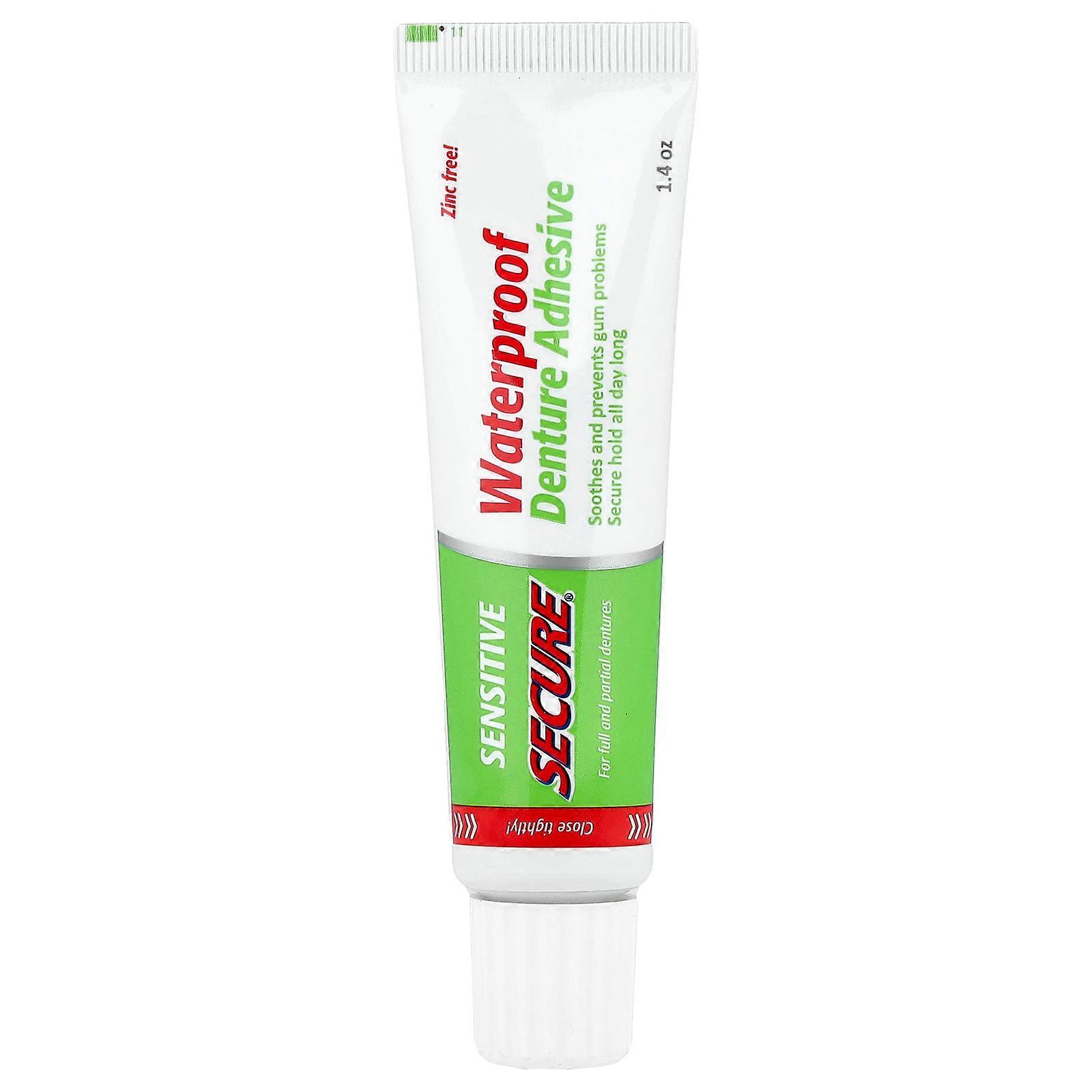 2 x Secure Denture, Waterproof Denture Adhesive, Sensitive, 1.4 oz
