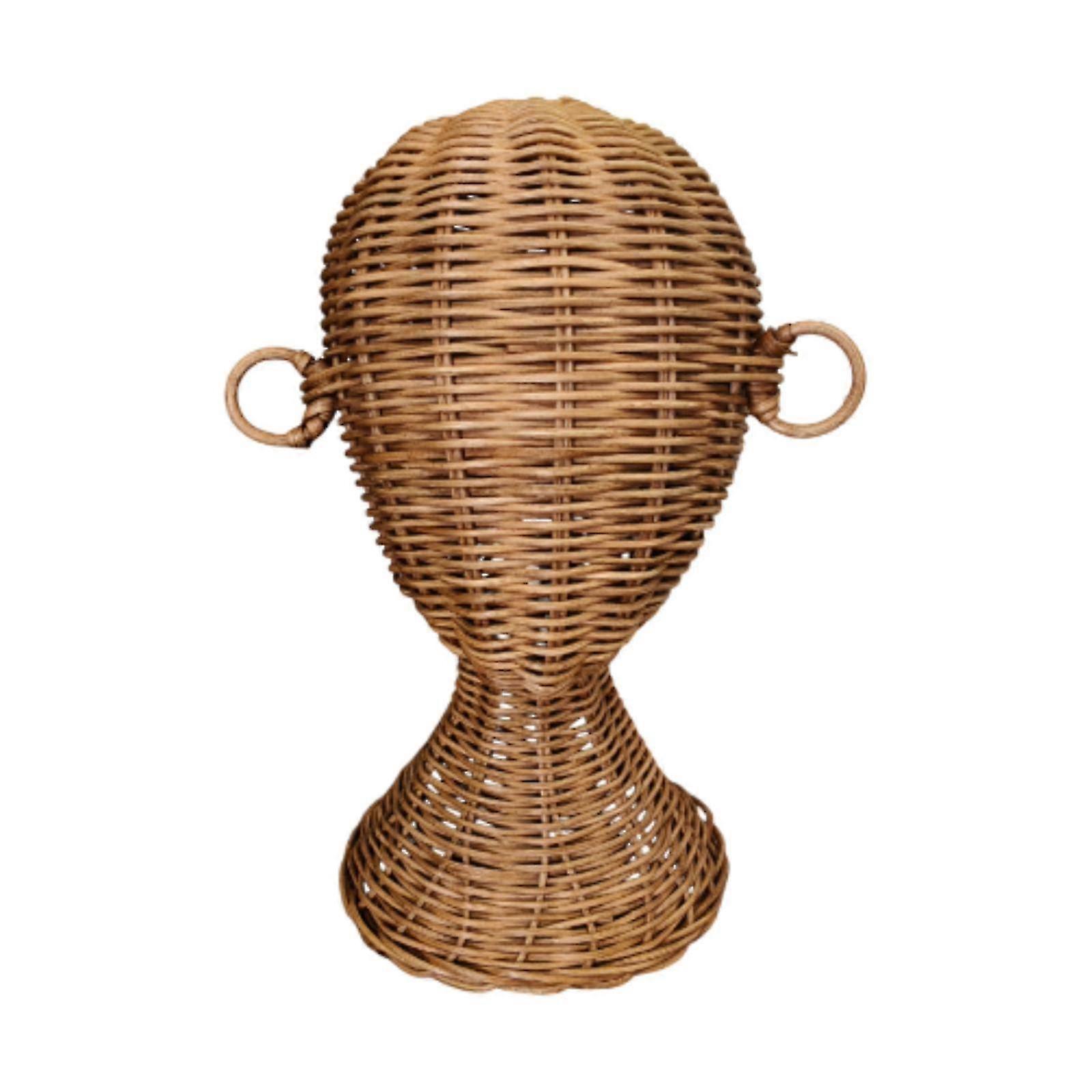 Natural Rattan Hat Display Head