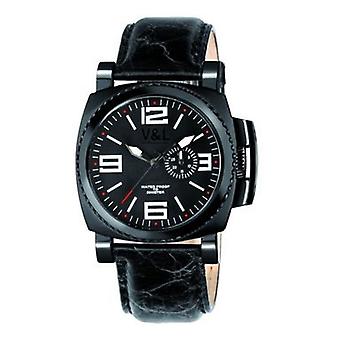 V & l erstklassige Quarz Analog Man Uhr mit Kuhfell Armband VL056701