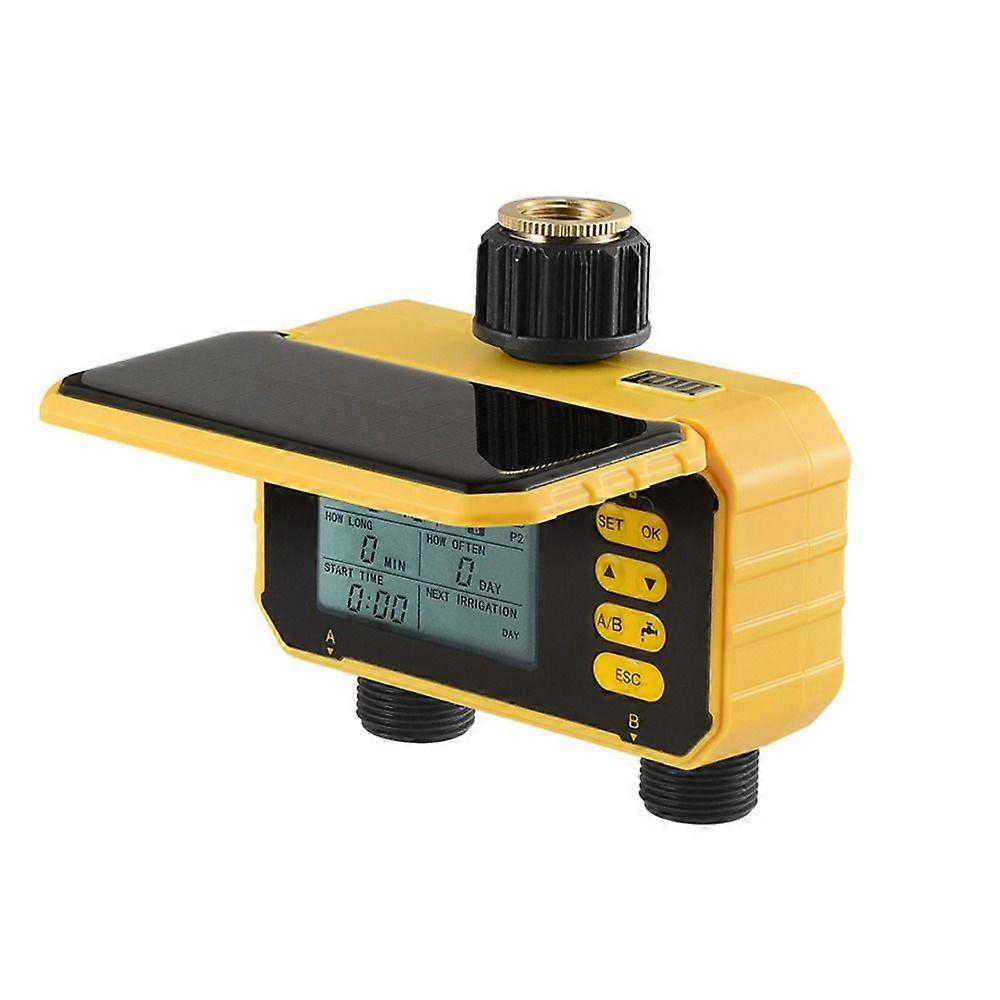 Dual Outlet Garden Irrigation Timer with LCD Duration and Frequency Menu