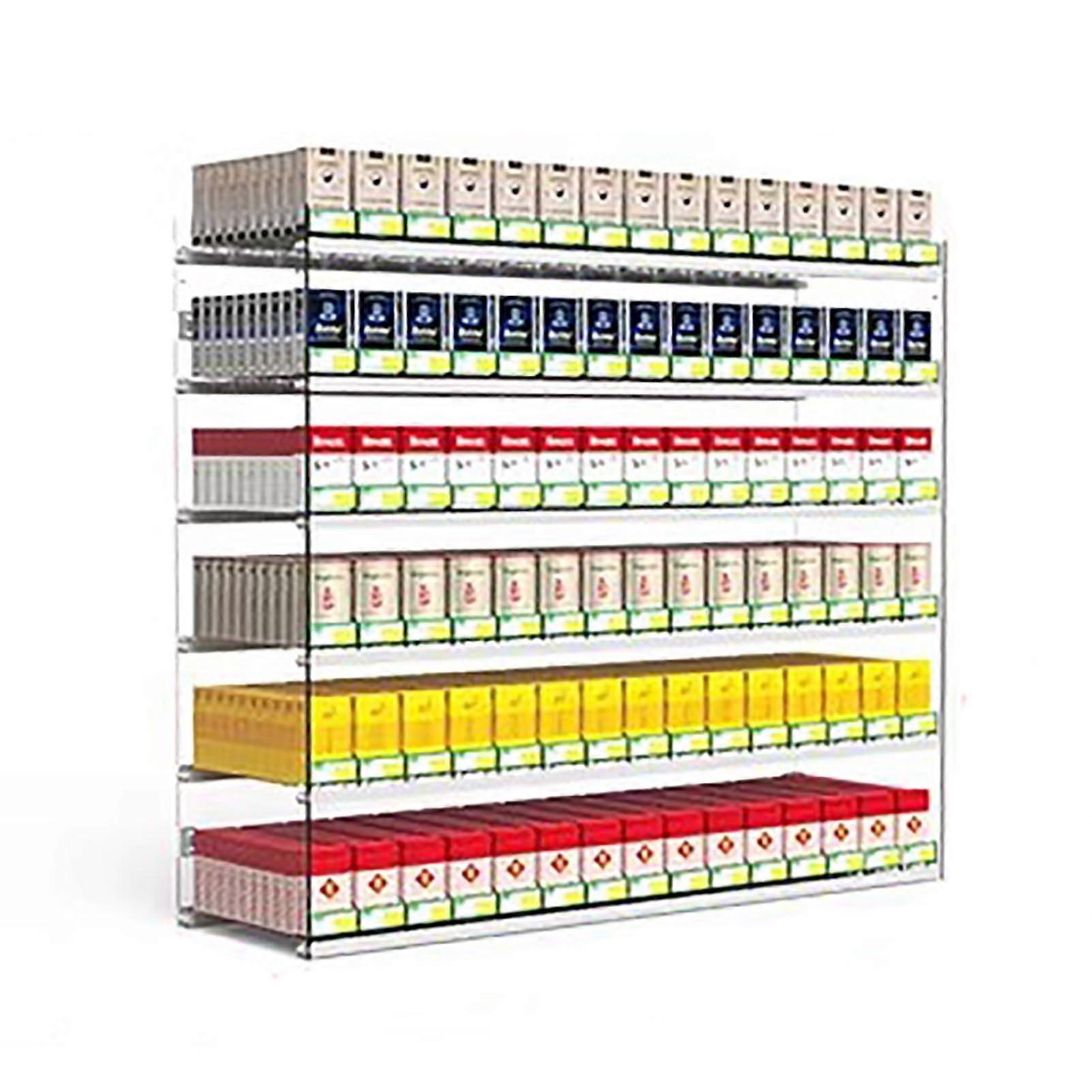Automatic Push Acrylic Cigarette Display Rack, Wall Mounted 6Layer Transparent Shelf Organizer
