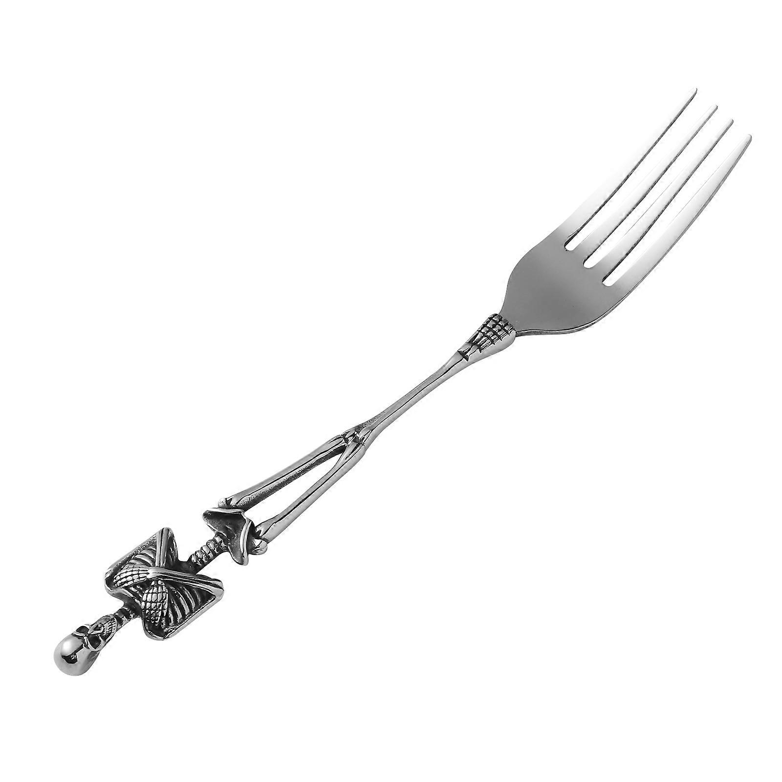 Halloween Fork Cutlery for Kitchen Use 3Pcs Silver Skeleton Tableware