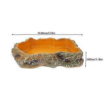 Reptile Feeding Bowls, Resin Food and Water Dish, Rock Pattern Terrarium Bowl for Gecko Snake Lizard Tortoise, 4Pcs