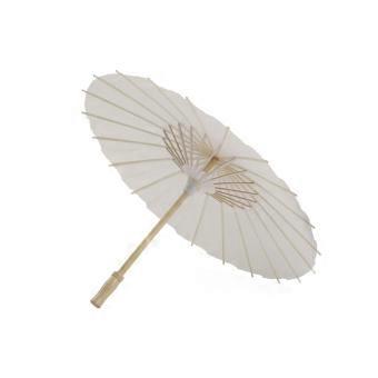 Paper Parasol with Wooden Handle for Wedding Decoration DIY Painting White Umbrella Prop