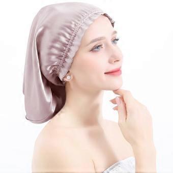 100% Mulberry Silk Sleep Cap for Women, Long Hair Bonnet with Adjustable Secure Fit, Lotus Color