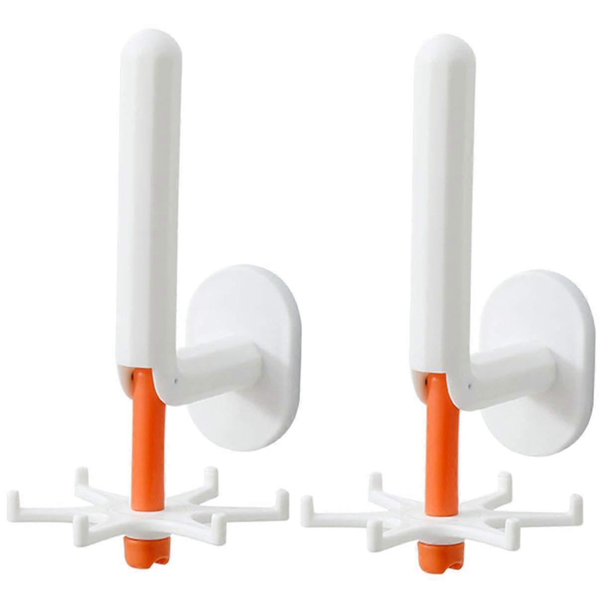 2 Pack Rotating Folding Wall Hooks for Kitchen and Bathroom, Multi-Purpose Wall-Mounted Storage Hook