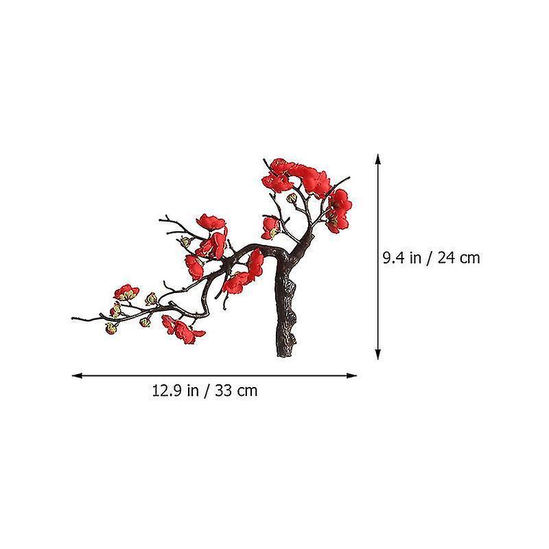 33X24cm赤い結婚式は1pc結婚式のプラムブーケシミュレーションウィンタースウィートデコレーションプラムブロッサムを支持します