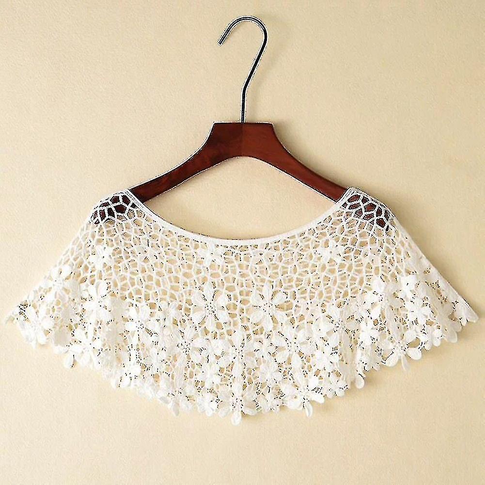 נשים וינטג סריג סריג כף תחרה קצר חלול החוצה צעיפים משיכת כתפיים פונצ'ו