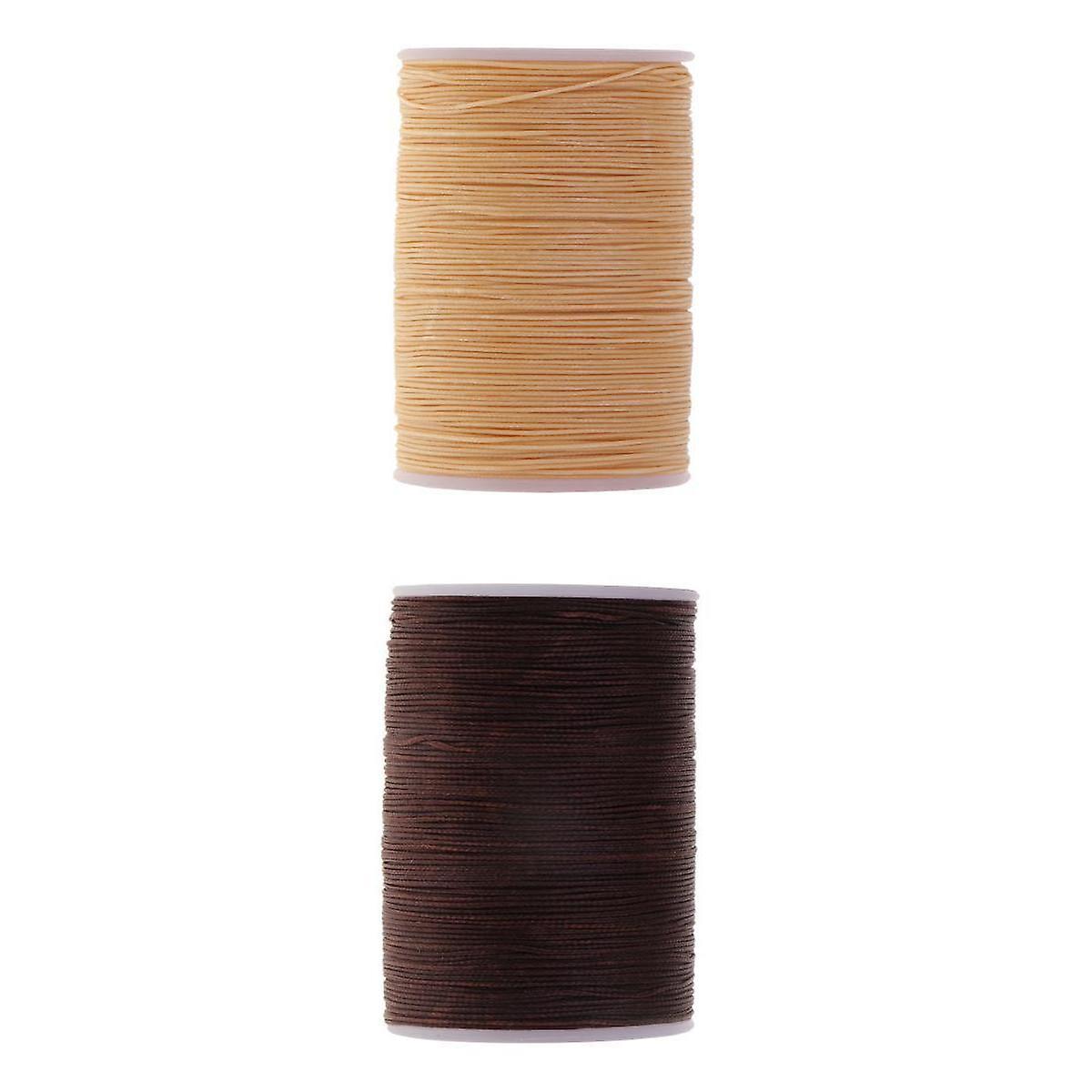 2 Rolls 130 Meters 0.5mm Round Polyester Waxed Thread Sewing Stitching