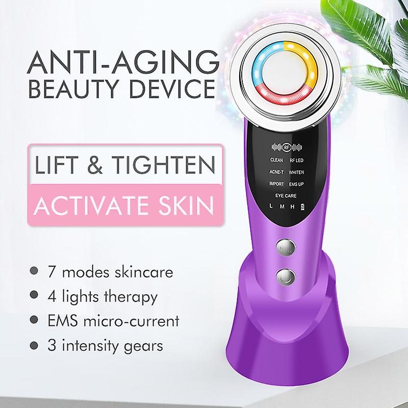 Ems フェイシャル マッサージャー & LED 4 つの光線療法 - 7 つのモード、3 つの強度ギアなどで肌を若返らせましょう!