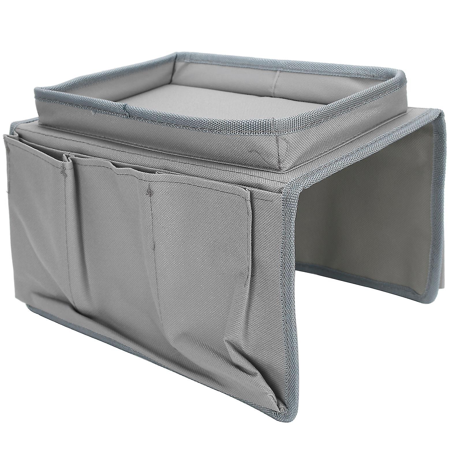 4 Pockets Sofa Armrest TV Remote Control Organizer Armchair Couch Bag with Cup Holder TrayGray