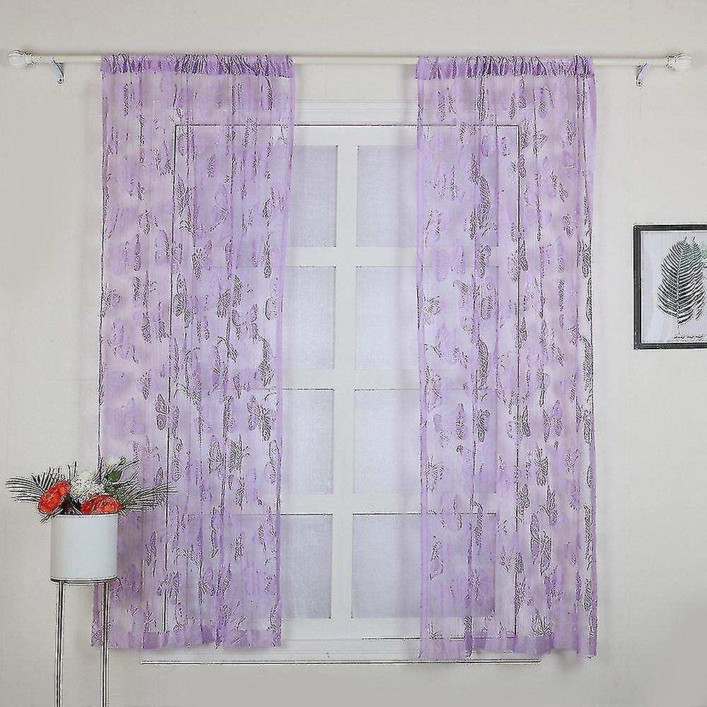2pcs Pattern Decor Window Curtain