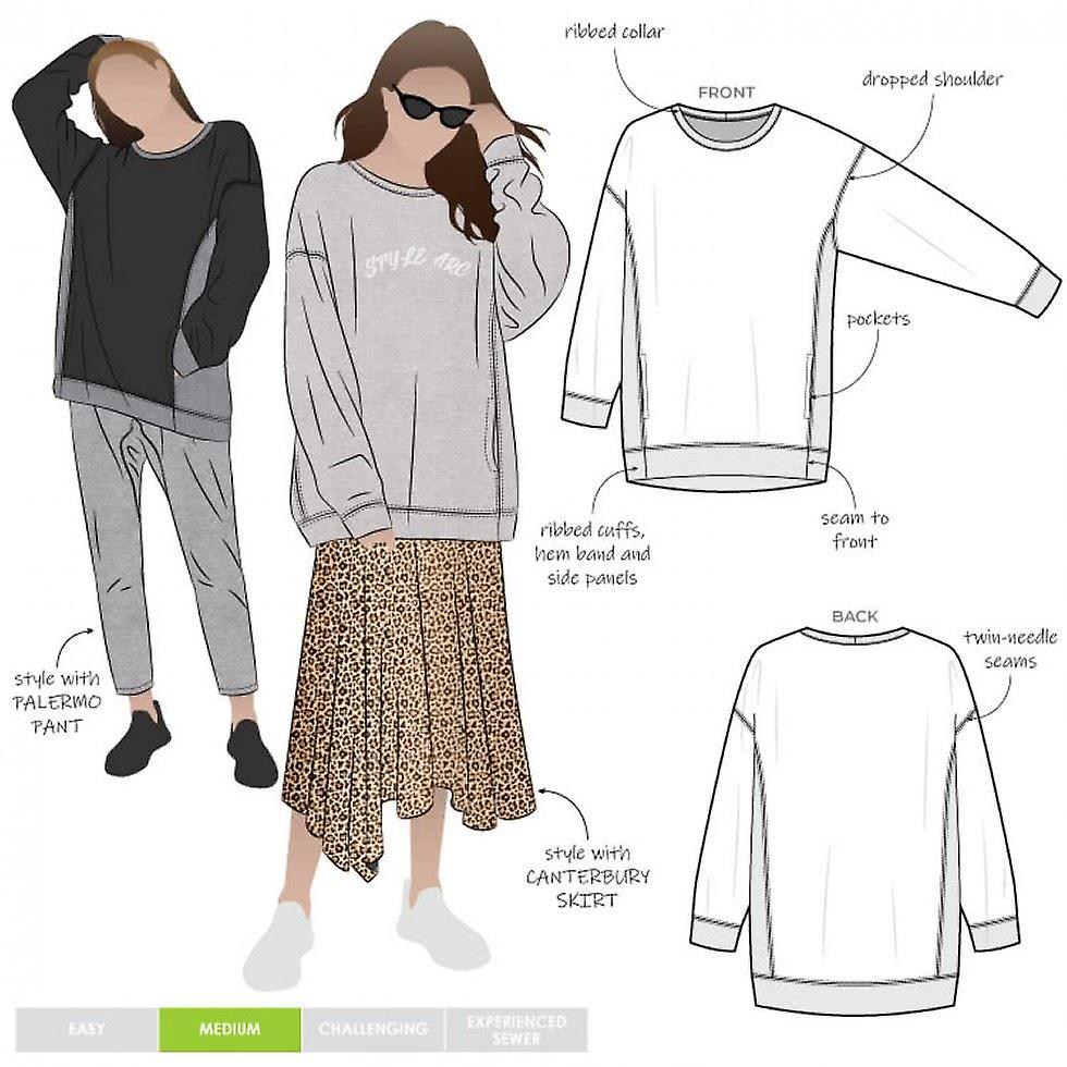 Style Arc Sewing Pattern Fenix Sweatshirt Sizes 18-30